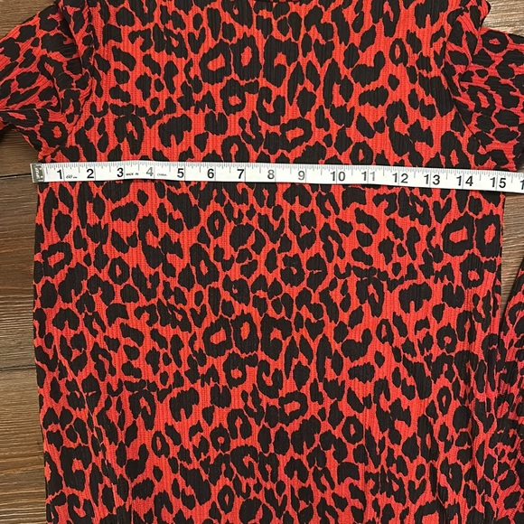 Zara Textured Weave Bodycon Black and Red Leopard Print Midi Dress - Picture 7 of 7